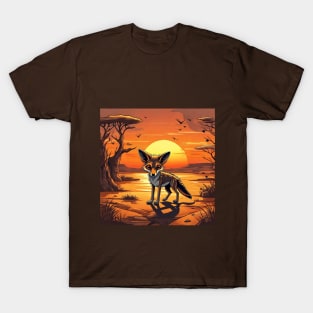 Cute wolf coyote in the sunset gift ideas T-Shirt